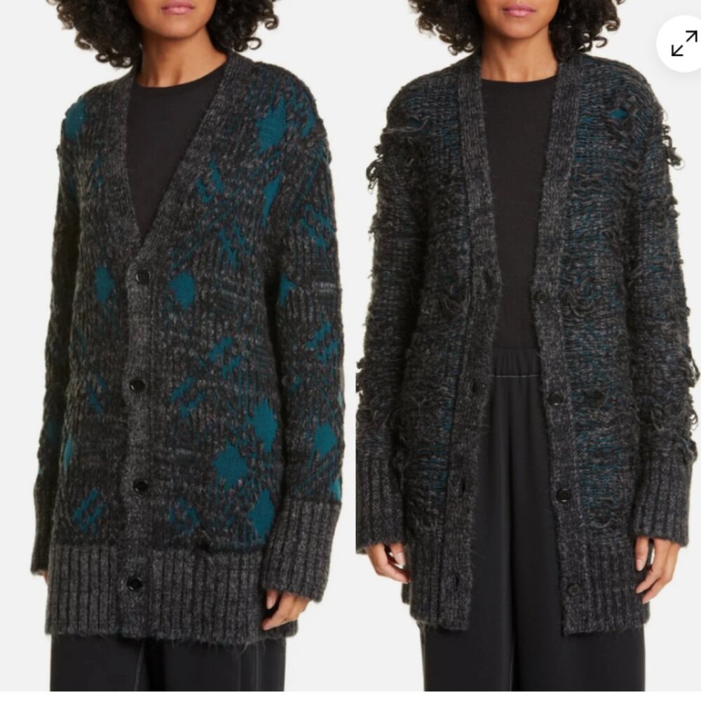 NWT MM6 Distressed Reversable Cardigan